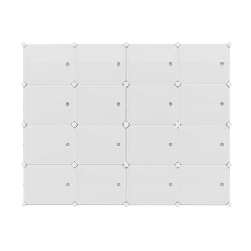 Artiss Shoe Rack DIY 16 Storage Cube Stackable White - Image 5