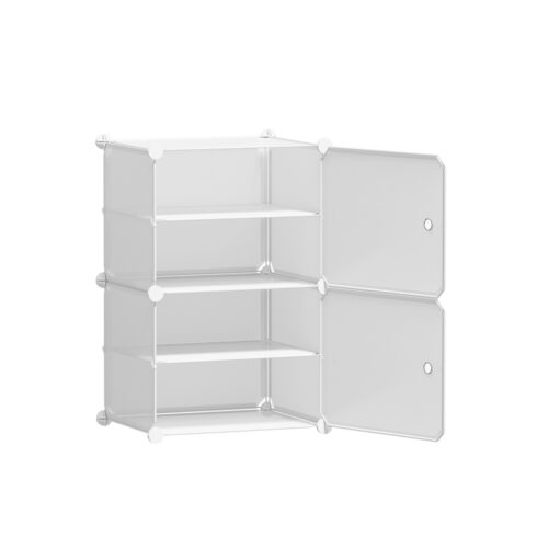 Artiss Shoe Rack DIY Set of 2 Storage Cube Stackable White - Image 3