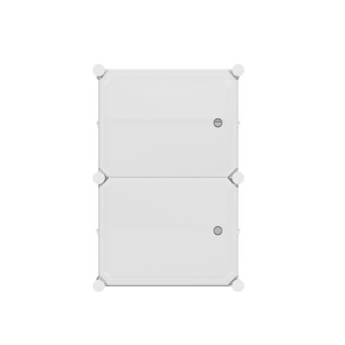 Artiss Shoe Rack DIY Set of 2 Storage Cube Stackable White - Image 5