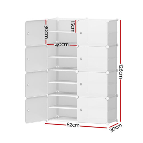 Artiss Shoe Box DIY Set of 8 Storage Cube Stackable White - Image 4
