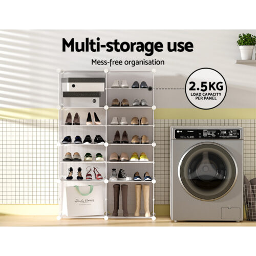 Artiss Shoe Box DIY Set of 8 Storage Cube Stackable White - Image 6
