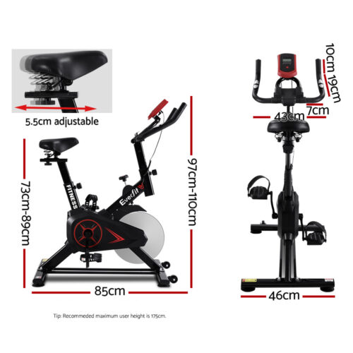 Everfit Spin Bike Exercise Bike Flywheel Cycling Home Gym Fitness Adjustable - Image 2