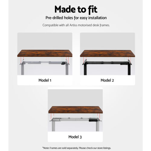 Artiss Standing Desk Top Rustic Brown 140CM - Image 6