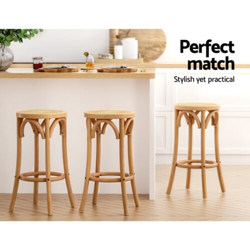 Artiss Bar Stool Rattan Seat Wooden - Image 2