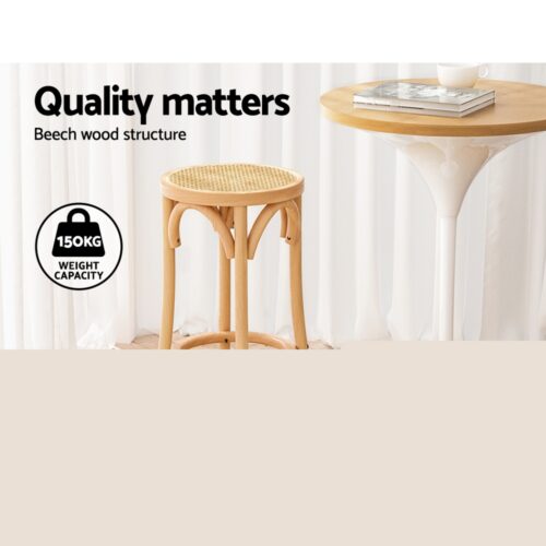 Artiss Bar Stool Rattan Seat Wooden - Image 4