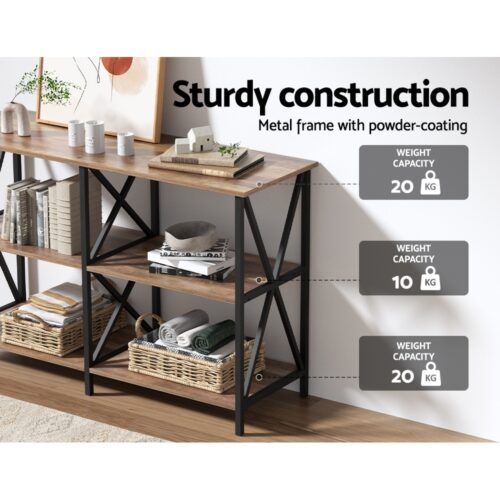 Artiss Console Table 120CM 3-tier Walnut Xiah - Image 8