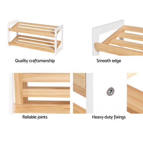 Artiss Shoe Rack 2 Tier 6 Pairs White Kara - Image 4