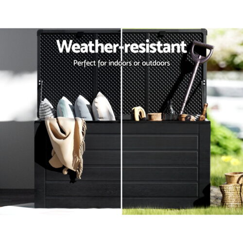 Gardeon Outdoor Storage Box 680L Container Lockable Garden Bench Shed Tool All Black - Image 5