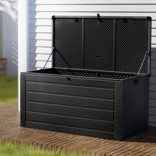 Gardeon Outdoor Storage Box 680L Container Lockable Garden Bench Shed Tool All Black - Image 8