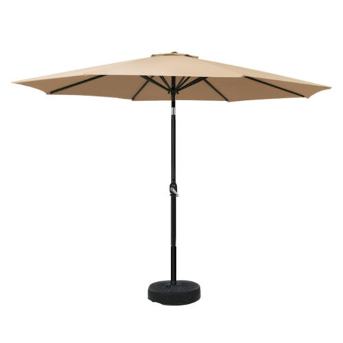 Instahut Outdoor Umbrella 3m Base Beach Pole Garden Tilt Sun Deck Patio UV Beige - Image 2