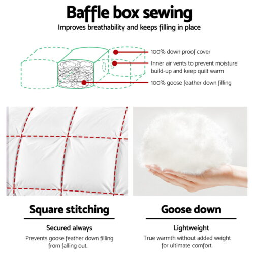 Giselle Bedding 700GSM Goose Down Feather Quilt Double - Image 6