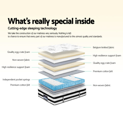 Giselle Bedding 34cm Mattress Euro Top Pocket Spring Super King - Image 4