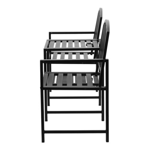 Gardeon Outdoor Garden Bench Seat Loveseat Steel Table Chairs Patio Furniture Black - Image 5