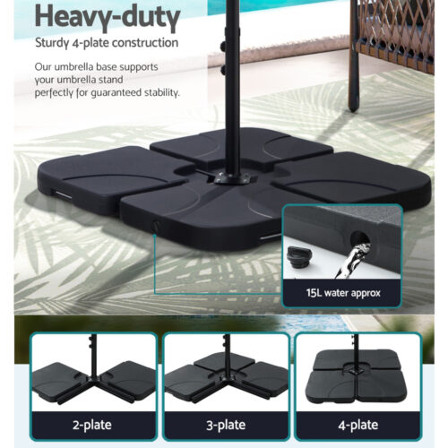 Instahut Outdoor Umbrella Beach Twin Base Stand Garden Sun Shade Black 4.57m - Image 7