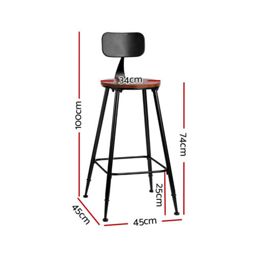 Artiss 4x Bar Stools Vintage Metal Chairs - Image 3