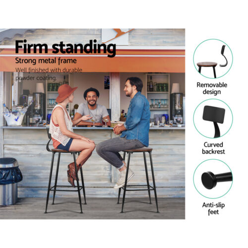 Artiss 4x Bar Stools Vintage Metal Chairs - Image 8