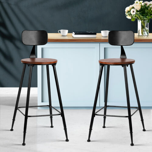 Artiss 4x Bar Stools Vintage Metal Chairs - Image 9