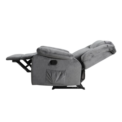 Artiss Recliner Chair Electric Massage Chair Velvet Lounge Sofa Heated Grey - Image 4