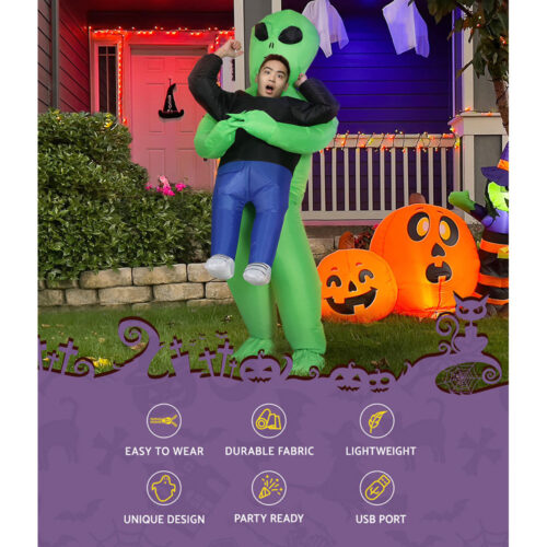 Inflatable Green Alien Costume Adult Suit Blow Up Party Fancy Dress Halloween Cosplay - Image 6