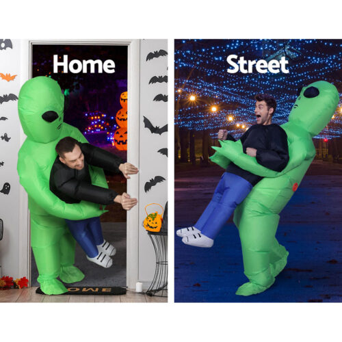 Inflatable Green Alien Costume Adult Suit Blow Up Party Fancy Dress Halloween Cosplay - Image 7