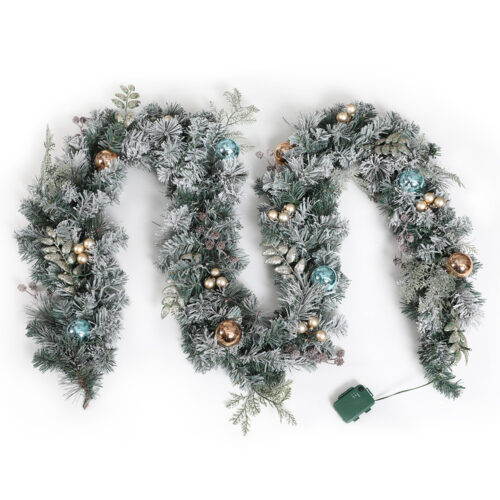 Jingle Jollys 2.7m Christmas Garland with LED Lights Snowy Decoration Xmas Party - Image 2
