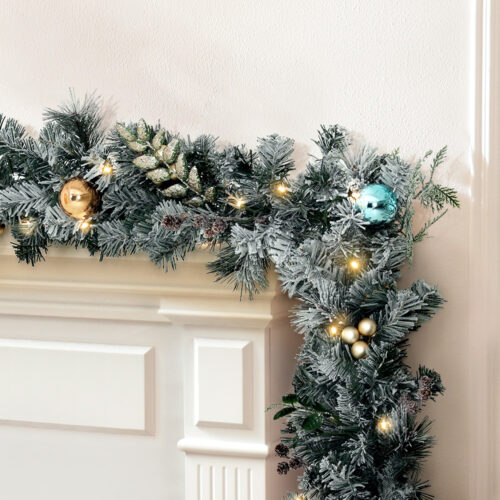 Jingle Jollys 2.7m Christmas Garland with LED Lights Snowy Decoration Xmas Party - Image 9