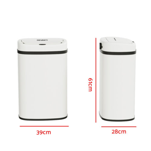 Devanti 50L Sensor Bin Motion Rubbish Automatic White - Image 2