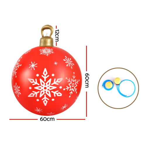 Jingle Jollys Christmas Inflatable Ball Bauble 60cm Outdoor Decoration Red - Image 3