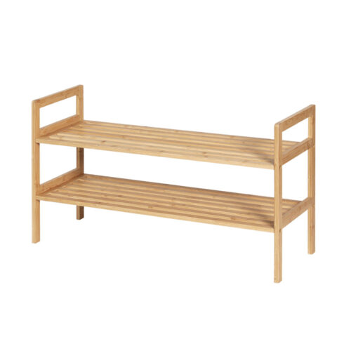 Artiss Shoe Rack Cabinet Bamboo Storage Organiser Pine - Image 2