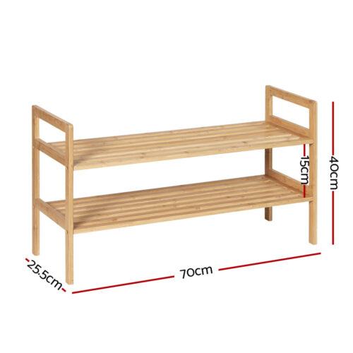 Artiss Shoe Rack Cabinet Bamboo Storage Organiser Pine - Image 3
