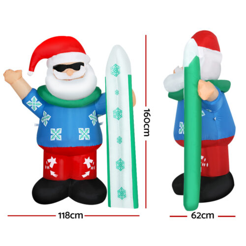 Jingle Jollys Christmas Inflatable Santa 1.6M Illuminated Decorations - Image 3