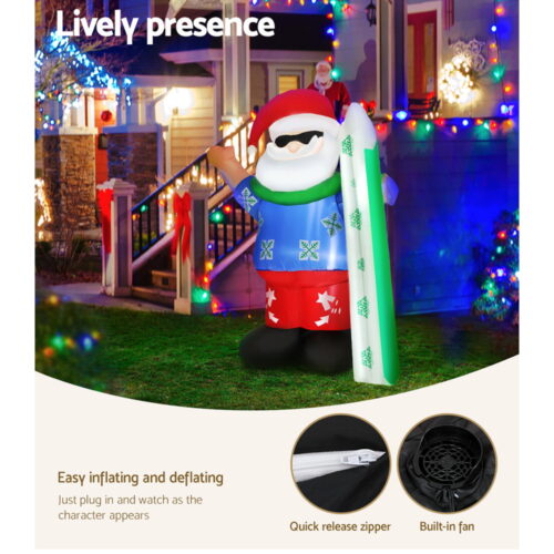 Jingle Jollys Christmas Inflatable Santa 1.6M Illuminated Decorations - Image 6