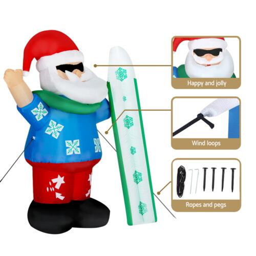 Jingle Jollys Christmas Inflatable Santa 1.6M Illuminated Decorations - Image 8