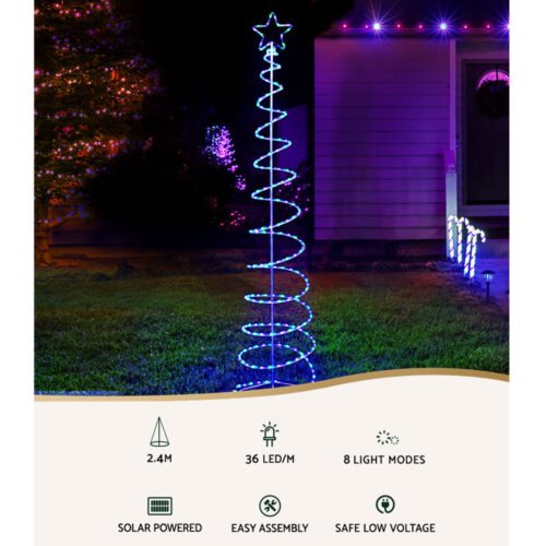 2.4M Christmas Tree LED Solar Motif Lights Jingle Jollys - Image 4
