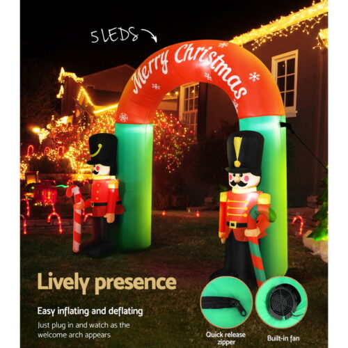Jingle Jollys Christmas Inflatable Archwary Nutcracker 3M Illuminated Decorations - Image 6