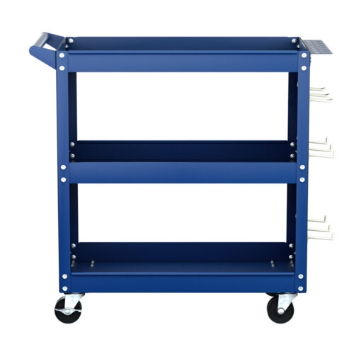 Giantz 3-Tier Tool Cart Storage Trolley Workshop Garage Pegboard Hooks Blue - Image 4