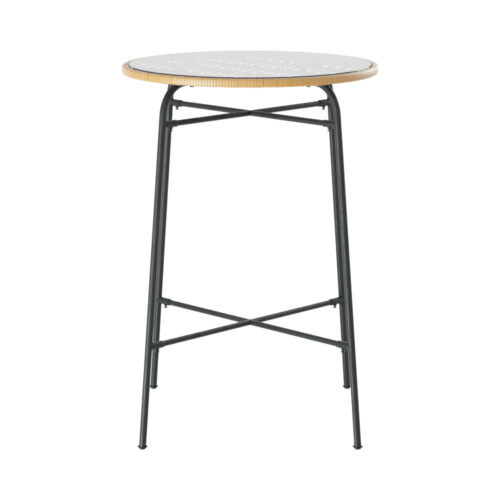 Gardeon Outdoor Bar Table Wicker Dining Bistro Patio Balcony Glass Table Steel - Image 4