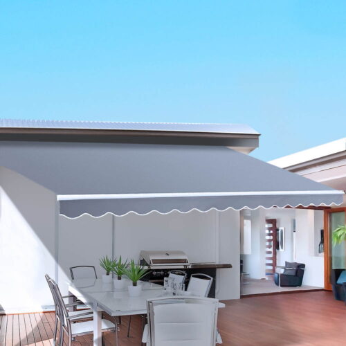 Instahut Retractable Folding Arm Awning Manual Sunshade 3Mx2.5M Pearl Grey - Image 7
