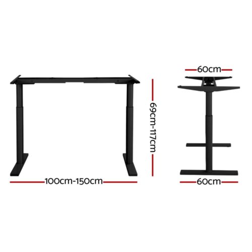 Artiss Standing Desk Frame Only Dual Motor Motorised Adjustable 125KG Load Black - Image 2