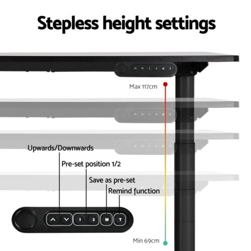 Artiss Standing Desk Frame Only Dual Motor Motorised Adjustable 125KG Load Black - Image 4