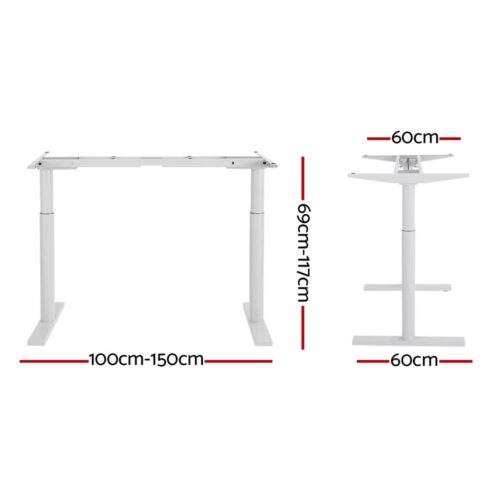 Artiss Standing Desk Frame Only Dual Motor Motorised Adjustable 125KG Load White - Image 2
