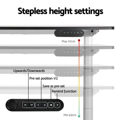 Artiss Standing Desk Frame Only Dual Motor Motorised Adjustable 125KG Load White - Image 4