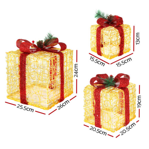 3 PCS Christmas Lights Gift Box Set Set 48 LED Decorations Jingle Jollys - Image 3