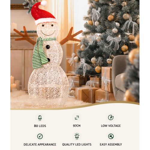 0.97M Christmas Lights Snowman 80 LED Decorations Jingle Jollys - Image 5