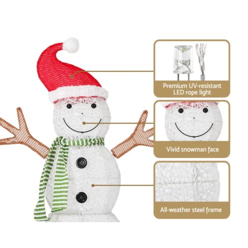 0.97M Christmas Lights Snowman 80 LED Decorations Jingle Jollys - Image 6