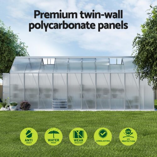 Green Fingers Greenhouse 6.03x2.44x2.68M Double Doors Aluminium Green House Garden Shed - Image 4