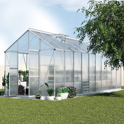 Green Fingers Greenhouse 6.03x2.44x2.68M Double Doors Aluminium Green House Garden Shed - Image 7