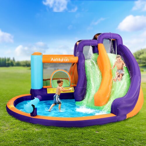 AirMyFun Inflatable Water Slide Kids Jumping Trampoline Castle Double Slide - Image 7