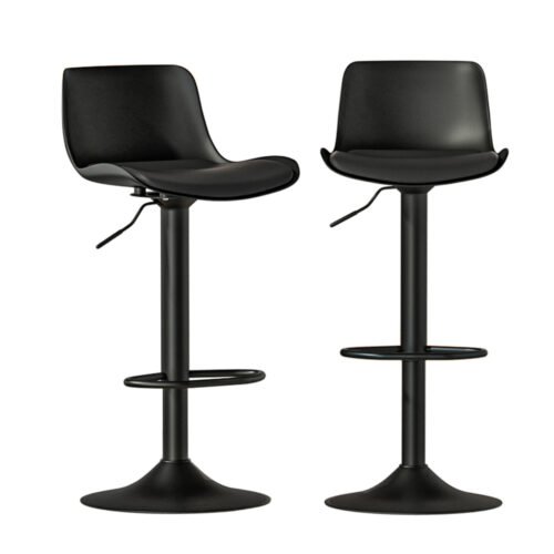 Artiss 2x Bar Stools Kitchen Dining Chairs Gas Lift Leather Padded Stool Black