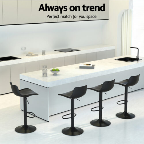 Artiss 2x Bar Stools Kitchen Dining Chairs Gas Lift Leather Padded Stool Black - Image 7